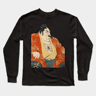 Puff Sumo: Cigars Are My Therapy on a dark (Knocked Out) background Long Sleeve T-Shirt